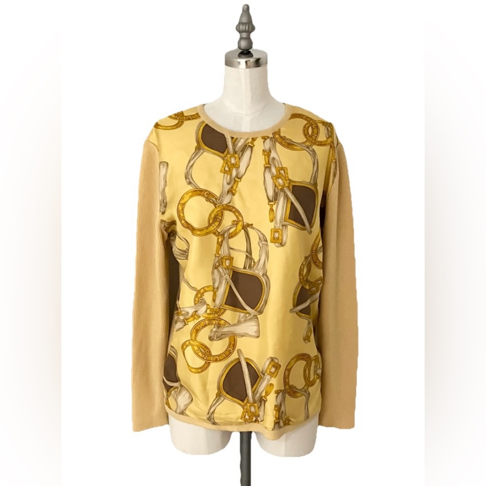 Vintage Celine Printed Silk Panel Sweater